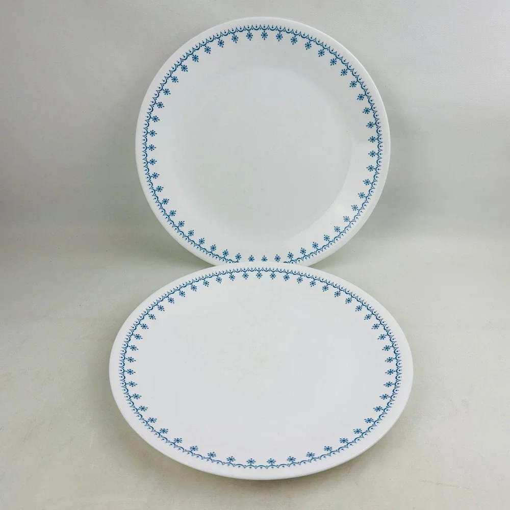 Corelle Snowflake Blue 2 Dinner Plate Set 10.25